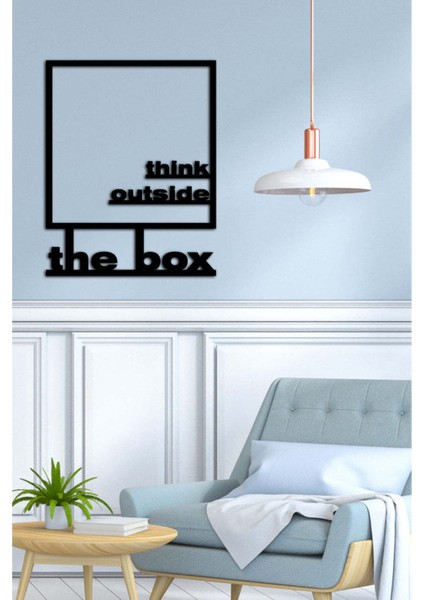 - Think Outside The Box Yazısı Metal Duvar Tablosu - Ev Dekorasyon - Metal Duvar Yazısı - 64 X 50 - Cm -Siyah - Text-137