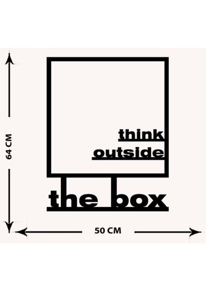 - Think Outside The Box Yazısı Metal Duvar Tablosu - Ev Dekorasyon - Metal Duvar Yazısı - 64 X 50 - Cm -Siyah - Text-137