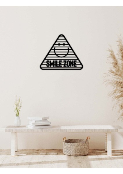 - Smile Zone Yazısı Metal Duvar Tablosu - Ev Dekorasyon - Metal Duvar Yazısı - 61 x 50 - cm -Siyah - TEXT-058