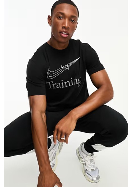 Training Dri Fit Swoosh Graphic Tshirt Black Erkek Koşu Antrenman Tişörtü Siyah modelleri