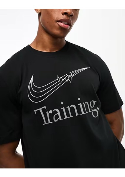 Training Dri Fit Swoosh Graphic Tshirt Black Erkek Koşu Antrenman Tişörtü Siyah fırsatları