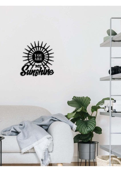 - You Are My Sunshine Yazısı Metal Duvar Tablosu - Ev Dekorasyon - Metal Duvar Yazısı - 50 x 52 - cm -Siyah - TEXT-108