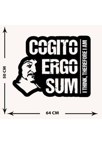 - Cogito Ergo Sum Descartes Yazısı Metal Duvar Tablosu - Ev Dekorasyon - Metal Duvar Yazısı - 50 x 64 - cm -Siyah - TEXT-113