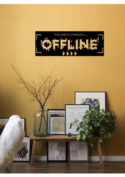 - This User Is Currently Offline Yazısı Metal Duvar Tablosu - Ev Dekorasyon - Metal Duvar Yazısı - 60 x 22 - cm -Siyah - TEXT-127