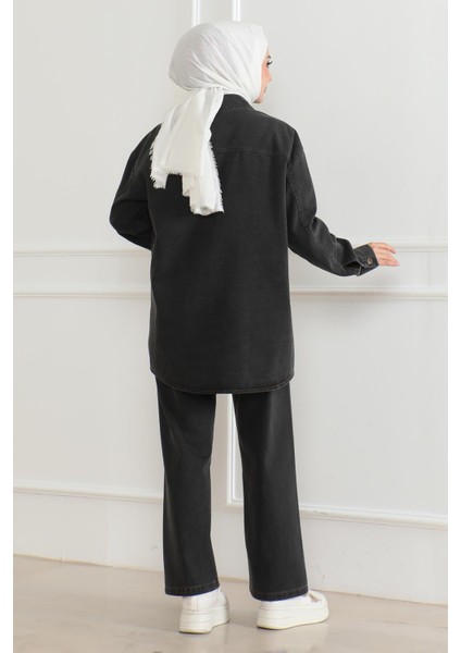 Cepli Taş Detaylı Kot Takım Füme 19207 fırsatları