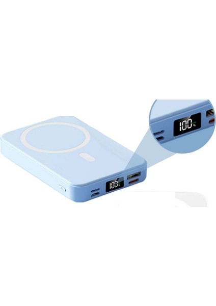 Apple iPhone 16 Uyumlu Magsafe Battery Iphone Uyumlu Kablosuz Wireless Powerbank 20W Pd LCD Göstergeli modelleri