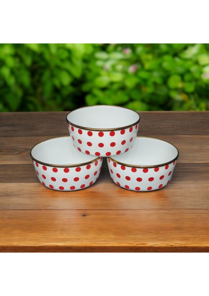 Emaye Gold Detay Puantiyeli 14 cm 3 Lü Çorba Kase Hoşaflık Çerezlik fiyatları