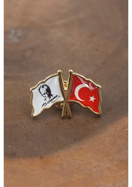 089 50006 Atatürk Rozeti ve Ay Yıldız Türk Bayrak Rozeti Alt Standart Standart