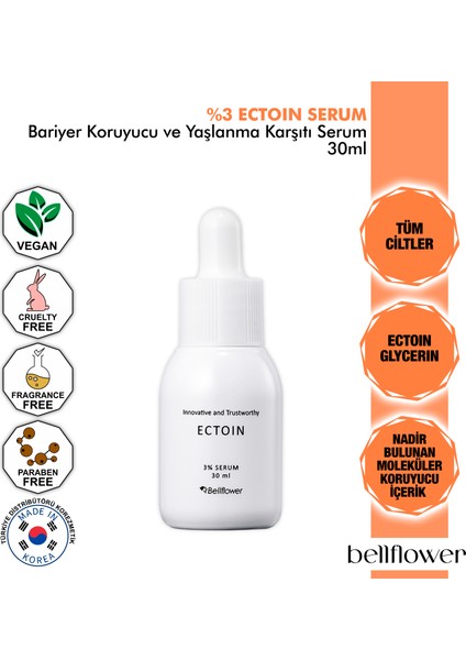 %3 Ektoin içeren Bariyer Güçlendirici, Onarıcı, Yaşlanma Karşıtı ve Nemlendirici Ectoin Serum