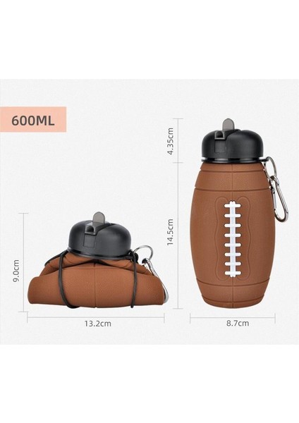 Rugby Topu Şeklinde Katlanabilir Silikon Pipetli Içme Bardağı 600ML Dış Mekan Bisiklet Su Bardağı (Yurt Dışından) fiyatları