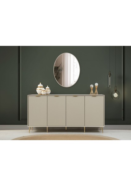 Kale Luxe Konsol Aynalı Set - Kumtaşı