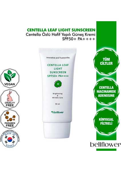 Centella Özlü Ve Niacinamide İçeren Yatıştırıcı Onarıcı Güneş Kremi SPF50+ PA++++ 50ml