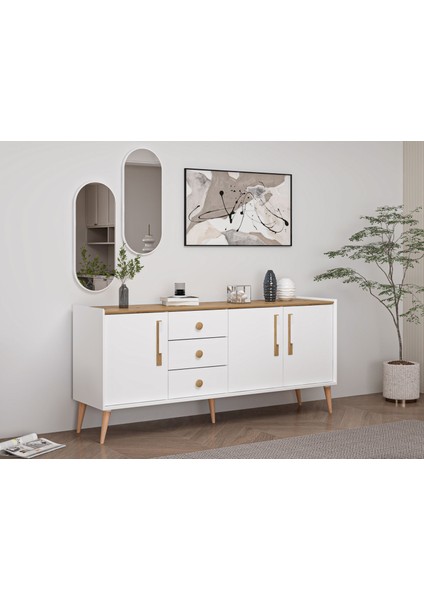 Mitra Konsol Aynalı Set - Beyaz-Artisan (Konsol+Ayna Pano) fırsatları