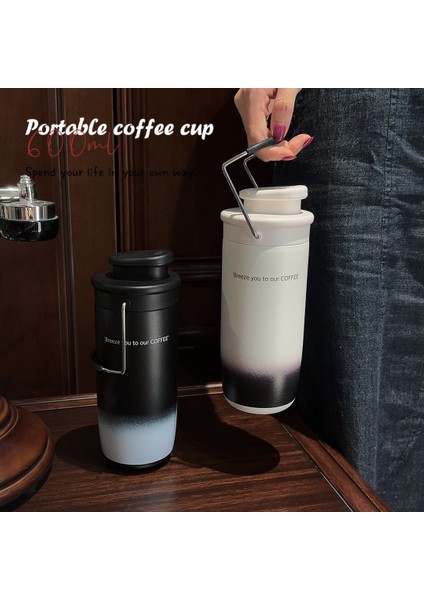 Büyük Kapasiteli Taşınabilir El Kahve Kupa / Içme Kupa 600ML, Sıcak Tutun (Yurt Dışından)