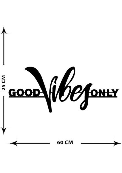 Artroya - Good Vibes Only Yazısı Metal Duvar Tablosu - Ev Dekorasyon - Metal Duvar Yazısı - 60 x 25 - cm -Siyah - TEXT-167 fiyatları