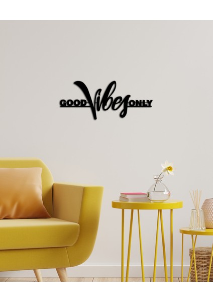 Artroya - Good Vibes Only Yazısı Metal Duvar Tablosu - Ev Dekorasyon - Metal Duvar Yazısı - 60 x 25 - cm -Siyah - TEXT-167 modelleri