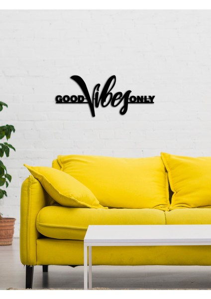 Artroya - Good Vibes Only Yazısı Metal Duvar Tablosu - Ev Dekorasyon - Metal Duvar Yazısı - 60 x 25 - cm -Siyah - TEXT-167 fırsatları