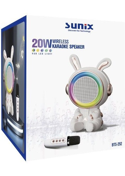 20W 2400 Mah Karaoke Mikrofonlu Ledli Bluetooth Hoparlör BTS-252