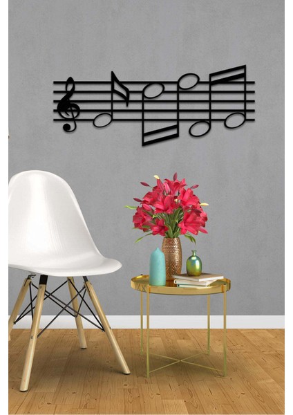 - Notaların Dansı Metal Duvar Müzik Tablosu - Ev Ofis Dekorasyonu - 80 x 35 - cm - Siyah - MÜZIK-011 modelleri