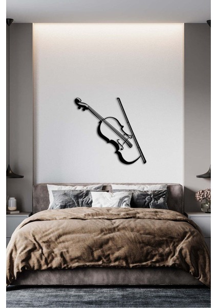 - Keman Metal Duvar Müzik Tablosu - Ev Ofis Dekorasyonu - 75 x 76 - cm - Siyah - MÜZIK-014