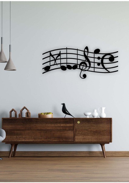 - Notaların Dansı Metal Duvar Müzik Tablosu - Ev Ofis Dekorasyonu - 70 x 30 - cm - Siyah - MÜZIK-027 modelleri
