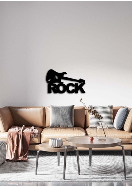 - Rock N Roll Metal Duvar Müzik  Tablosu - Ev Ofis Dekorasyonu - 65 x 40 - cm - Siyah - MÜZIK-036