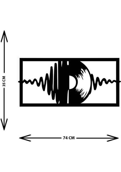 - Shadow Of Music Metal Duvar Müzik  Tablosu - Ev Ofis Dekorasyonu - 35 x 74 - cm - Siyah - MÜZIK-080