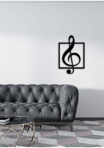 - Çerçeveli Sol Anahtarı Metal Duvar Müzik Tablosu - Ev Ofis Dekorasyonu - 60 x 40 - cm - Siyah - MÜZIK-091