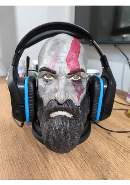 Kratos Figürü Dekoratif Obje & Kulaklık Standı – 3D Baskı El Yapımı