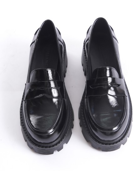 Kadın Kalın Taban Rugan Deri Loafer Siyah - MCGVN1012 - S fırsatları