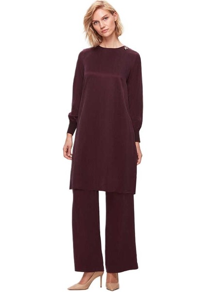 Bordo Bol Paça Cupro Pantolon T25K-7015