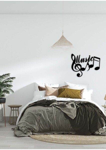 - Music Metal Duvar Müzik Tablosu - Ev Ofis Dekorasyonu - 70 X 56 - Cm - Siyah - Müzık-049