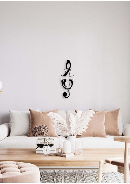 - Haç Ve Sol Metal Duvar Müzik Tablosu - Ev Ofis Dekorasyonu - 80 X 28 - Cm - Siyah - Müzık-070