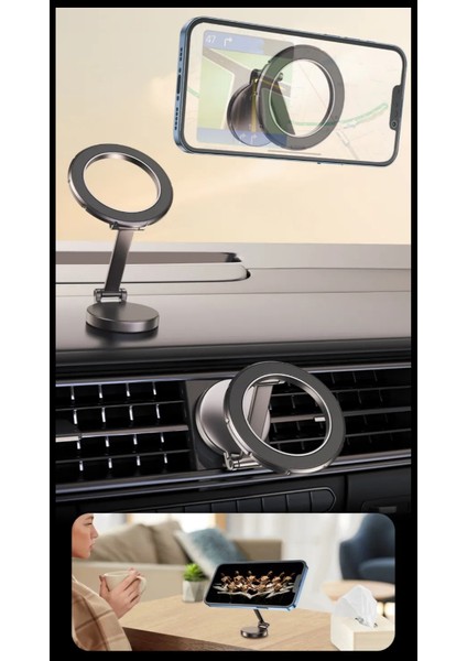 Mıktanıslı Torpidoya Yapışan Oto Araç Içi Telefon Tutucu + 2 Adet Manyetik Magsafe Halka %100 Metal modelleri