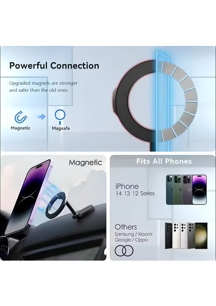 Mıktanıslı Torpidoya Yapışan Oto Araç Içi Telefon Tutucu + 2 Adet Manyetik Magsafe Halka %100 Metal fırsatları