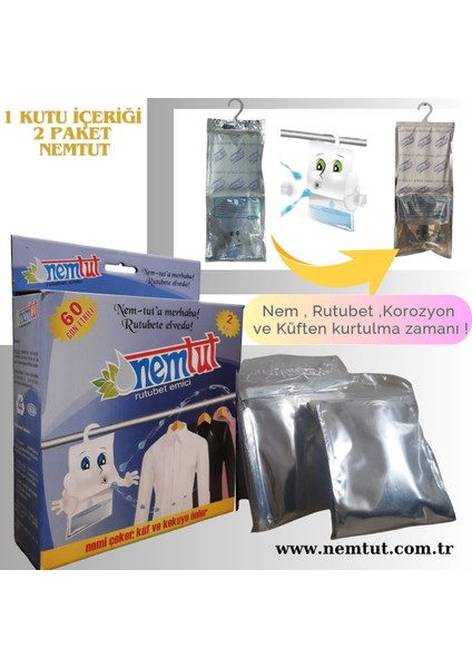 Nem Alici Rutubet Giderici Küf Ve Korozyon Önleyici Koku Giderici 1 KG (1 Kutu/2 Paket)