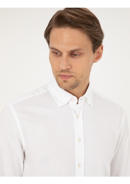 Erkek Beyaz Slim Fit Uzun Kollu Gömlek 50293255-VR013 fiyatları