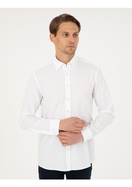 Erkek Beyaz Slim Fit Uzun Kollu Gömlek 50293255-VR013 modelleri