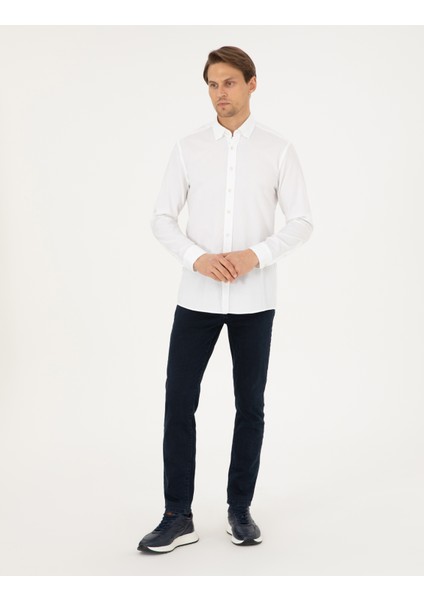Erkek Beyaz Slim Fit Uzun Kollu Gömlek 50293255-VR013 fırsatları