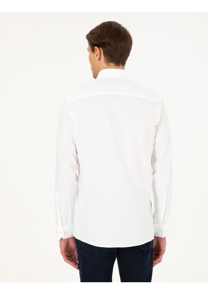 Erkek Beyaz Slim Fit Uzun Kollu Gömlek 50293255-VR013 indirimleri
