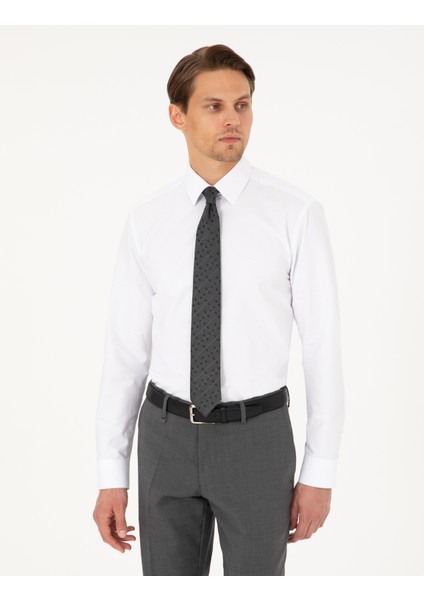 Erkek Beyaz Regular Fit Uzun Kollu Basic Gömlek 50298003-VR013