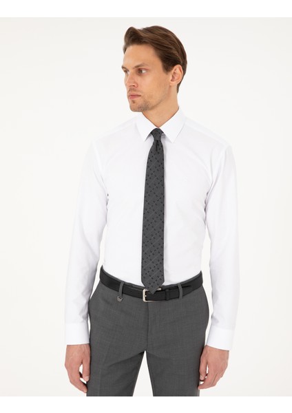 Erkek Beyaz Regular Fit Uzun Kollu Basic Gömlek 50298003-VR013