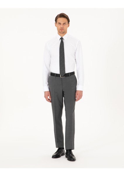 Erkek Beyaz Regular Fit Uzun Kollu Basic Gömlek 50298003-VR013