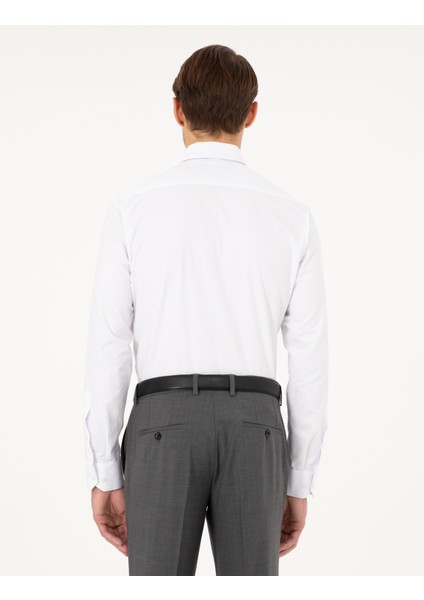 Erkek Beyaz Regular Fit Uzun Kollu Basic Gömlek 50298003-VR013