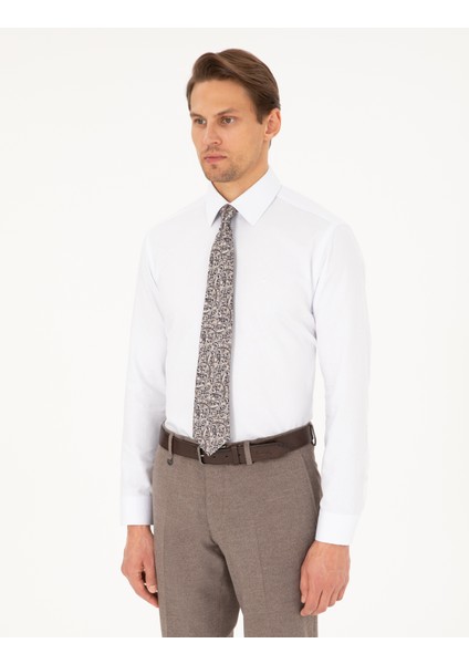 Erkek Beyaz Regular Fit Uzun Kollu Gömlek 50292309-VR013