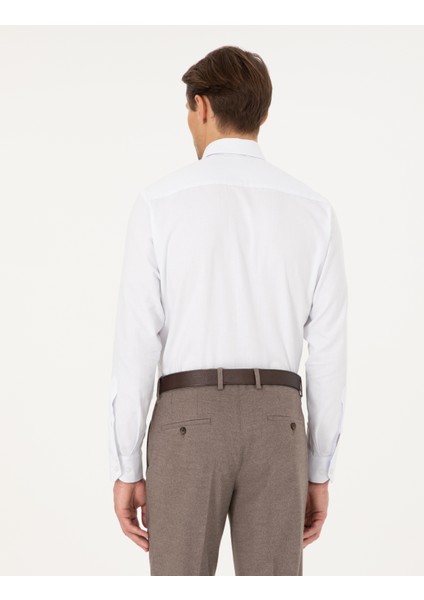 Erkek Beyaz Regular Fit Uzun Kollu Gömlek 50292309-VR013 indirimleri