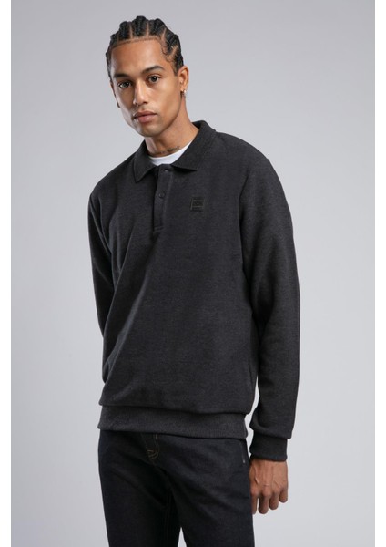 Newblend Erkek Polo Yaka Sweatshirt Antrasit fiyatları