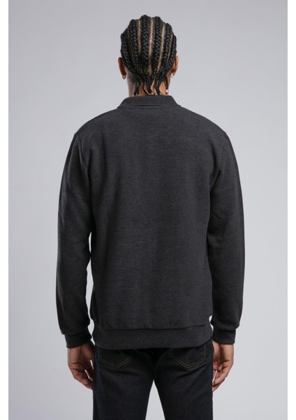 Newblend Erkek Polo Yaka Sweatshirt Antrasit modelleri