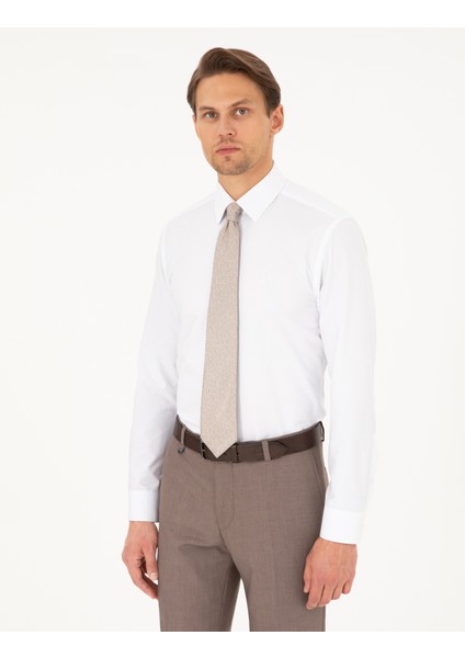 Erkek Beyaz Slim Fit Uzun Kollu Basic Gömlek 50292552-VR013