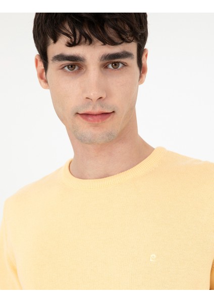 Erkek Açık Sarı Slim Fit Bisiklet Yaka Basic Triko Kazak 50296575-VR004 fiyatları